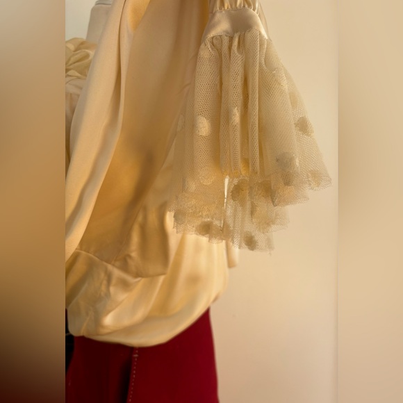 Vintage Mary Ann Restivo Silk Blouse Pierrot Collar Size 10 - Picture 3 of 16